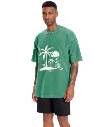 Image of Oversized Tshirts for Men Short Sleeve Vintage Washed Basic Loose Tees
