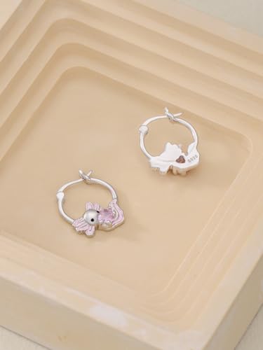 Hypoallergenic Axolotl/Butterfly Hoop Earrings for Women 925 Sterling Silver Animal Huggie Hoop Earrings Jewelry Gift for Sensitive Ears3