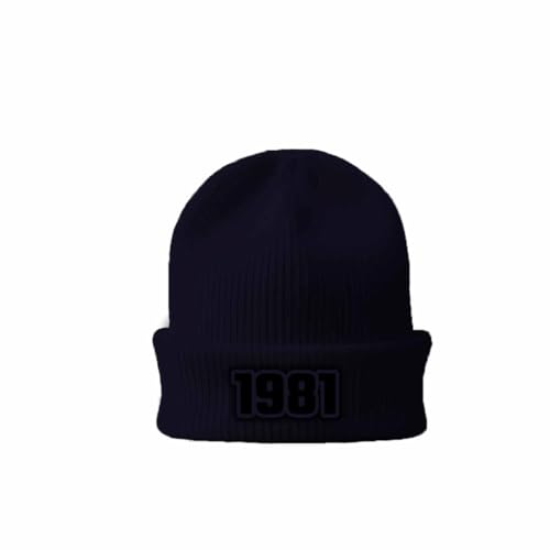 Bonnet bleu marine 1981 chaud hiver extensible à revers pour adulte
