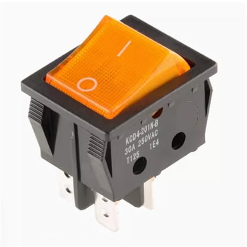 Interruptor de soldador KCD4 con luz piloto amarilla y terminales de 4 pines ON-OFF de 30A