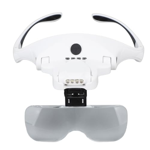 Rechargeable Headband Magnifier, Rechargeable Headband Magnifying Glasses Lightweight Long Lasting Bright Adjustable Angle with 4 LED Lights for Hobby