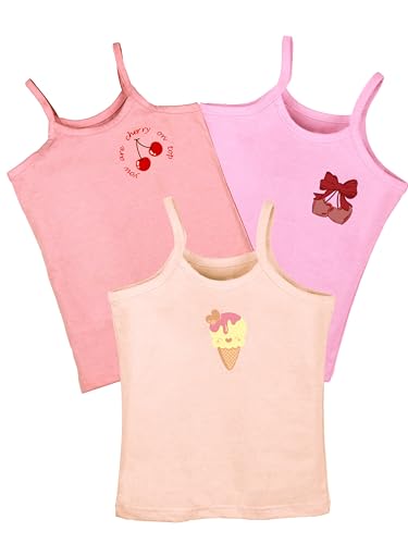 Image of KiddoPanti Girls 100% Cotton Printed Camisoles Tank Top Slips Pack of 3