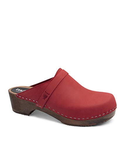 Sandgrens Swedish Wooden Clogs for Men with Leather Upper, US 10-10.5 | MalmÃ¶ Red DK, EU 43