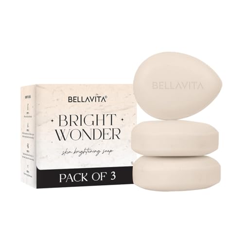 Image of BELLAVITA Bright Wonder Brightening Soap | Pack of 3 x 100Gm | Dark Spot & Pigmentation Reduction | Kojic Acid & Mango Butter | Paraben-Free