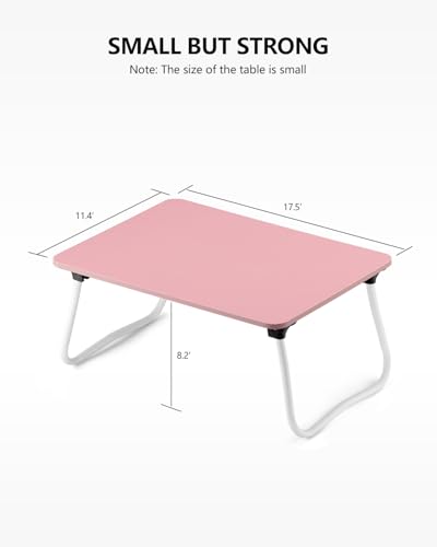 Image of ZEAPTAC Foldable Lap Desk, Portable Bed Table, Laptop Stand, Lightweight & Mini Table for Breakfast /Picnic /Drawing /Couch /Floor - Pink