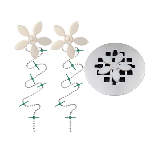 DrainWig Shower Drain Hair Catcher – Disposable Bathroom Hair Trap, Easy to Install in Shower Drain Cover, Helps Prevent Clogs – As Seen on Shark Tank – White Flower (2-Pack)