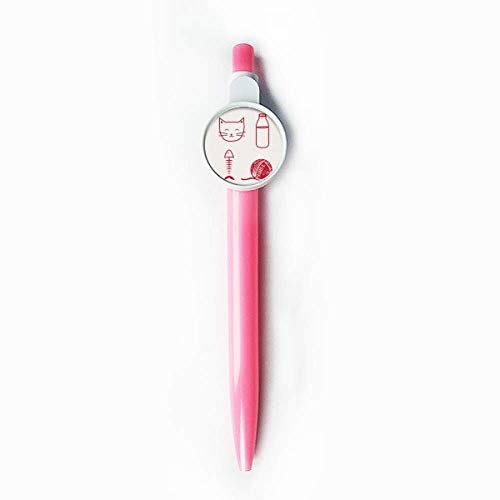 Stylo à bille rétractable en laine chat poisson bleu, écriture fine fluide