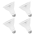 LUXRITE PAR30 Long Neck LED Flood Light Bulb, 75W Equivalent, 5 Color Selectable 2700K-5000K, 850 Lumens, 10W, Dimmable LED Spotlight Bulb, Damp Rated, ETL Listed, E26 Base - Indoor Outdoor (4 Pack)