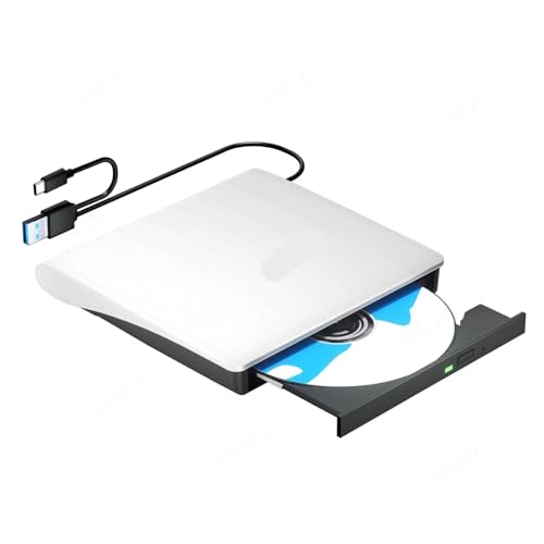 Unidad Externa de BLU-Ray, Unidades ópticas for portátiles, Reproductores de CD y grabadoras de Escritorio compatibles. Rápido y Conveniente(Bianco)