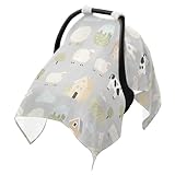 Sun Shade for Baby Strollers Black Out Car Seat Net Cover,Travel Accessories Farm Animal Cow Sheep Hut Gray