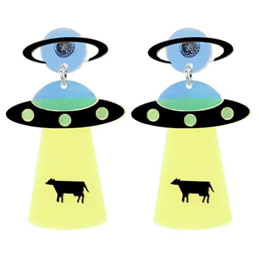 Holibanna Pendientes De Mujer 2 Piezas pendientes gota para el oído divertida aretes nave extraterrestre lindo OVNI Perder Pendientes Para Mujer | Ya disponible en tu tienda friki favorita! En mundofriki.es!
