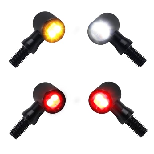NTHREEAUTO Universal Motorcycle Turn Signals, Front Rear LED Turn Signal Lights Mini Blinkers Brake Tail Light Kit Compatible with Harley Davidson Honda Suzuki Triumph Yamaha - 4 PCS
