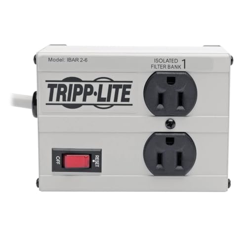 Image of Tripp Lite ISOBAR2-6 Isobar 2 Outlet Heavy Duty Power Strip Surge Protector, 1410 Joules, 6ft Cord, Flat Plug, Metal Power Strip, Industrial Garage Work Shop Bench, Under Desk and Wall Mountable