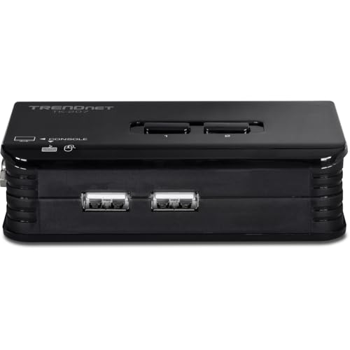 Image of TRENDnet 2-Port USB KVM Switch, TK-207K, Control Two Computers with One Set of Console Controls, 2048 x 1536 Resolution, 60Hz Refresh Rate, All Required Cabling Included, Black