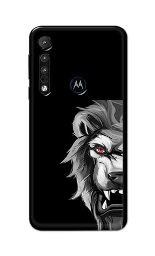 Image of PRINTFIDAA Printed Hard Back Cover Case for Motorola One Macro Back Cover (Angry Lion) -112