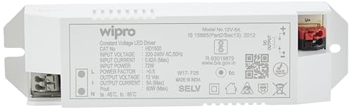 Image of wipro 5 Amp LED Strip Driver | LED Strip Connector | for Indoor Strip Light, 12V DC Output (Pack of 2)