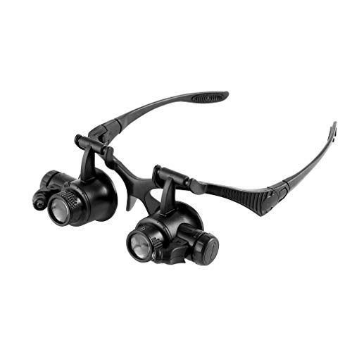 bxtbest-seller Headband Magnifier with LED Light, Double Eye Watch Repair Magnifying Glasses with 4 Lenses Cover