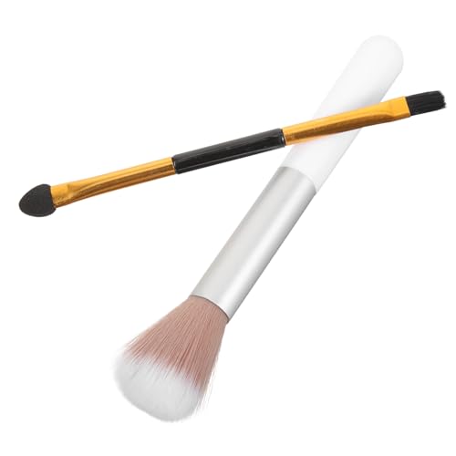 HONITANO Lot de 2 Pinceaux à Maquillage Double Embout Petit Format, Fibres Synthétiques pour Fard à Paupières et Highlighter, Femme, Utilisation Quotidienne, Outil de Contouring Polyvalent
