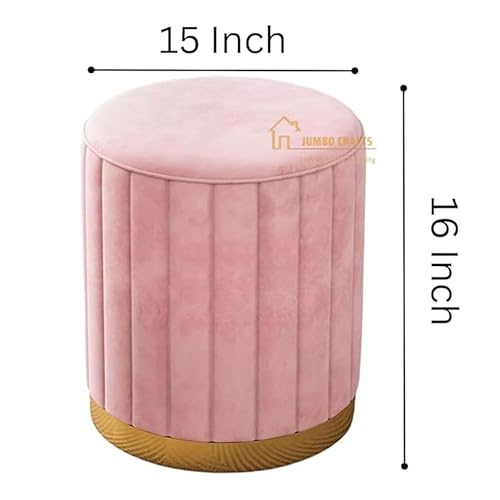 Image of Mudda Pouf Round Sitting Foot Stool for Office Room Decor, Upholstered Pouffe Puffy for Foot Rest, Ottoman Stool for Living Room Sitting Pouffes - (Pink Set of 2)
