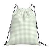 GTTDFASJ Mochilas de cuadros verde salvia informales portátiles con cordón con bolsillo para deportes para hombre y mujer para la escuela