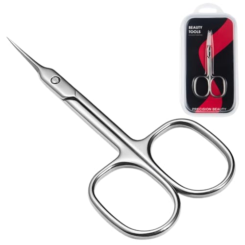 SHUNCHG Tijeras Cuticulas Profesional Acero Inoxidable con Extra Afiladas Hoja Curvada Tijeras para Uñas para Manicura, Cejas, Pedicura y Recorte de Barba
