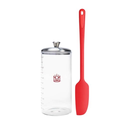 King Arthur Baking Company Petite Glass Sourdough Storage Crock With Lid And Spatula Borosilicate Glass 1-Pint Capacity