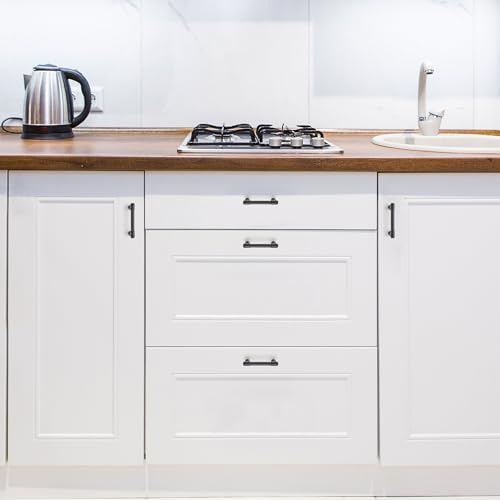 Image of Ravinte 10 Pack 3 Inch Hole Center Solid Kitchen Cabinet Handles Matte Black Dresser Pulls Cabinet Drawer Pulls for Kitchen Cupboard Hardware