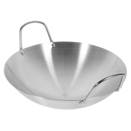 Wok de acero inoxidable Amosfun con asas dobles miniatura 1