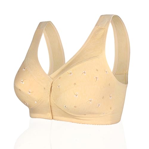 Image of Womens Daisy Bra Front Closure Sports Bras Beauty Back Full Coverage Comfor Easy Close Bra Front Buckle Corset Beige