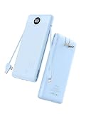 VRURC Portable Charger Power Bank - 10000mAh Fast Charging 22.5W USB Port Fast Charging Power Bank,4 Outputs Dual Inputs Slim Compact Rechargeable Battery Pack Travel Accessories-Blue(1 Pack)