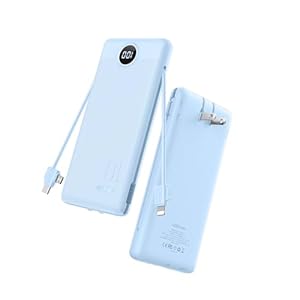 VRURC Portable Charger Power Bank – 10000mAh Fast Charging 22.5W USB Port Fast Charging Power Bank,4 Outputs Dual Inputs Slim Compact Rechargeable Battery Pack Travel Accessories-Blue(1 Pack)