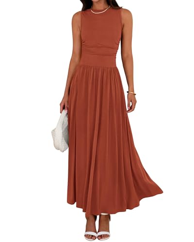 Comfortable Maxi Dresses Flowy Sleeveless Vacation 15 comfortable maxi dresses - brick red