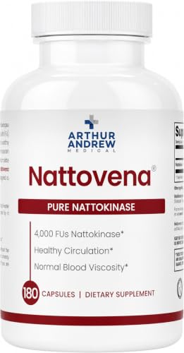Arthur Andrew Medical Nattovena Pure Nattokinase Supplement Double Strength 4 000 FUs per Capsule 180
