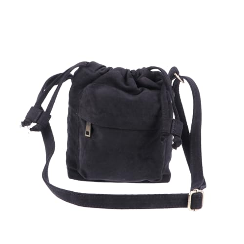 Sac seau bandoulière en toile noir vintage BESPORTBLE taille moyenne pour femme
