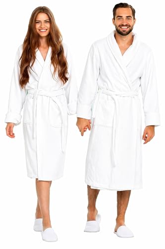 BIOLINEN 100% Cotton Terry Shawl Collar Bathrobe...