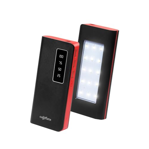 Image of Callmate 10000mAh Power Bank with LED Lamp, 12W Fast Charging & Digital Display with 3 USB Output Ports & 2 Input for iPhone, Smartphones & Other Devices (12 W, Fast Charging) (Red, Lithium Ion)