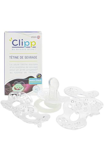 CLIPP Kit - Tétine de Sevrage Phosphorescente + 5 Collerettes pour Arrêt Progressif + Notice - Sevrage par Paliers, Facile et en Douceur - Dispositif...