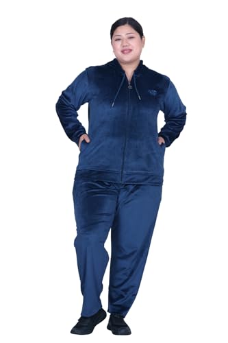 Image of CUPID Regular Fit Velvet Track Suit for Woman, Winter Wear Velvet Night Suit Set with Pockets for Sports, Night, Jogging, Daily Gym Wear L to 5XL