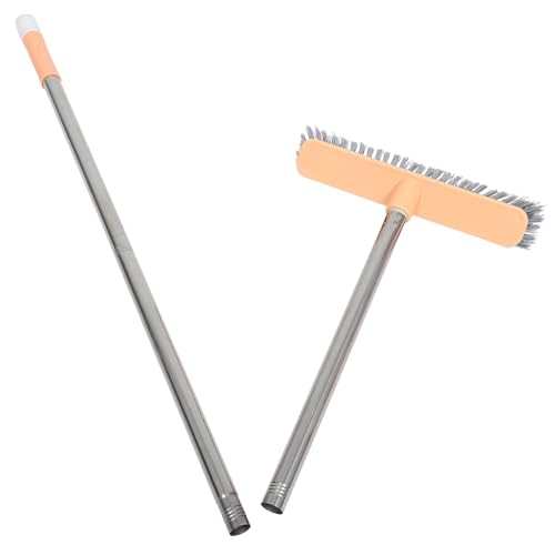 MOLUCKFU 1pc Home Broom Orange Bristle Brush Cleaning Floor Brush Stiff Bristles Broom