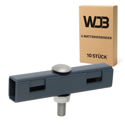 WDB - U-Mattenverbinder Gittermattenverbinder 10er Pack U-Form kompatibel mit 656 & 868 Verzinkt Anthrazit RAL 7016