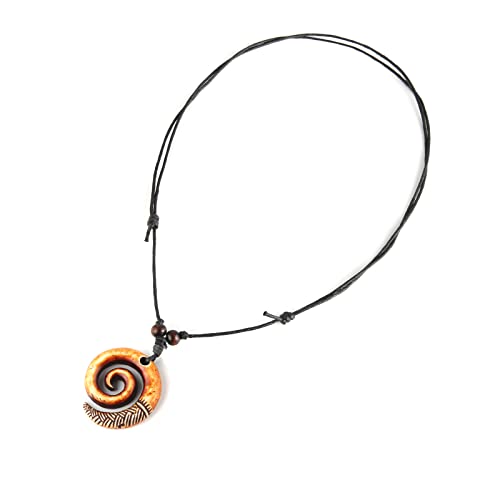 STWTR Pendant Necklace for Men and Women Tribal Style Antique Engraved Spiral Swirl Hook Pendant Necklace4