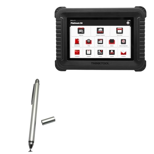 BoxWave Stylus Pen Compatible with Thinkcar Vehicle Diagnostic Tool Platinum S8 (8 in) - DualTip Capacitive Stylus, Fiber Tip Disc Tip Capacitive Stylus Pen - Metallic Silver
