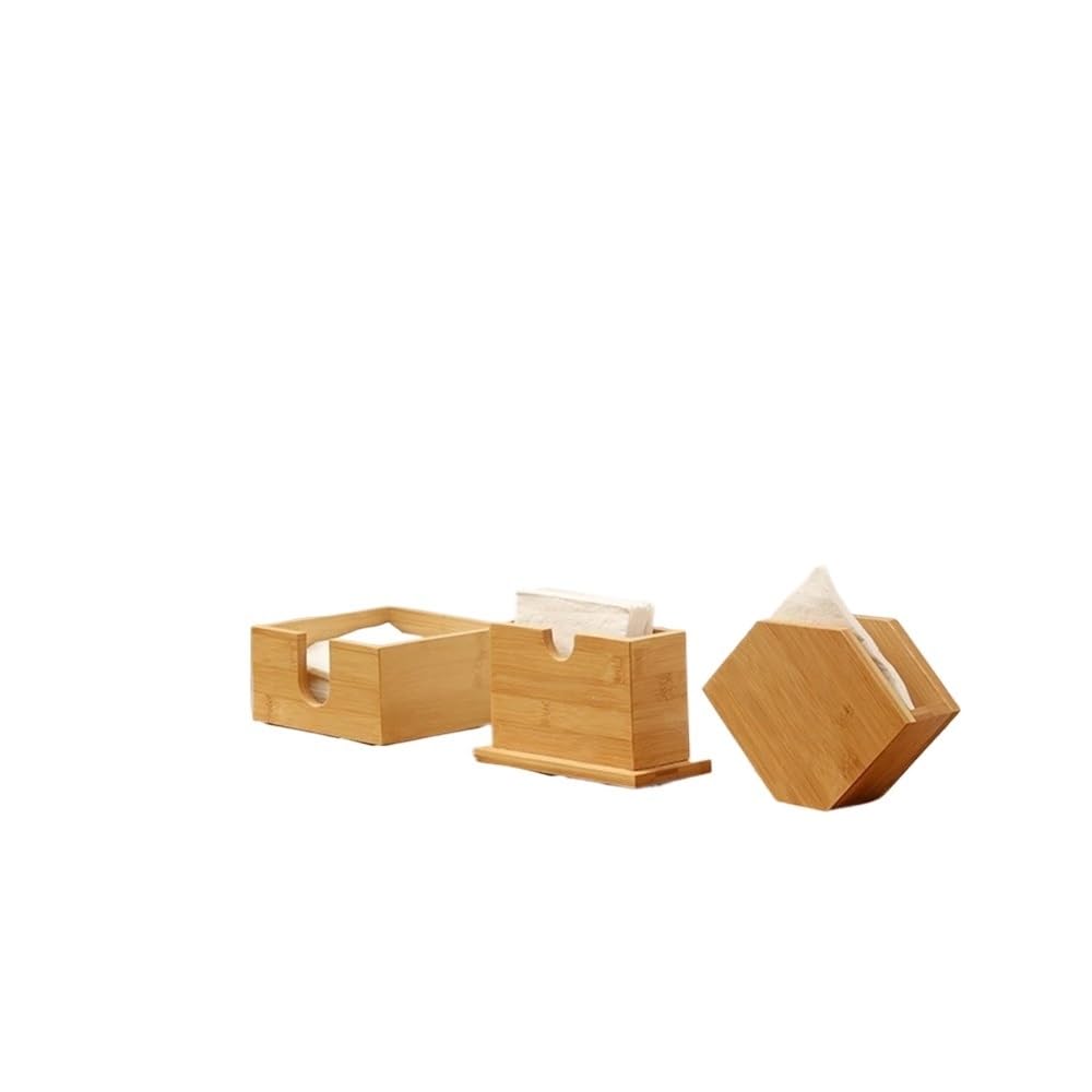 Aimanqi Sector Bamboo Tissue Box Cube Fan Shape Draw Paper Napkin Holder Boxes For Home Kitchen Dining Table Decoration Storage Organization(Sector)