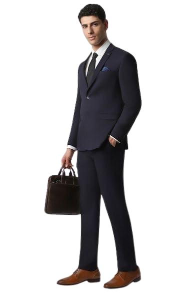 VYOM Enterprise Men's Slim Regular Fit 3 Pieces Suit Set Notch Lapel Suit with Double Breasted Waistcoat Crocodile (34, Blue Color)-picture-12