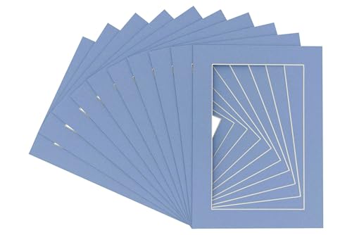 Pack of 25 Acid Free 16x20 Mats Bevel Cut for 13x16 Photos - Brittany Blue Precut Matboards For Pictures, Photos, Framing - 4-ply Thickness