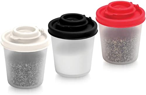 Salt and Pepper Pots – Salt and Pepper Shakers in a Range of Sizes – Non-Toxic Salt and Pepper Set for Home, Camping, Picnics, Lunch Boxes – Transparent Salt Pepper Set (Medium, 3 Pack)