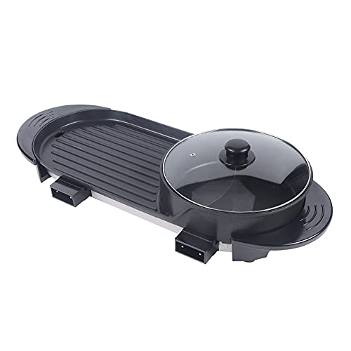 Hot Pot 2 en 1 et barbecue avec plaque antiadhésive Réglage de la température à 5 vitesses Barbecue électrique Hot Pot Cover