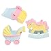 SOIMISS Juego de 3 Piezas de Casa de Muñecas Cochecito de Bebé Miniatura Estatuilla de Tobogán Troyano Juguete para Niños Juego de Mesa Adorno de Foto para Regalo de Fiesta de Bebé