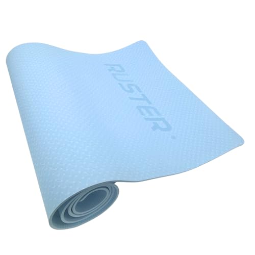 RUSTER Esterilla Yoga TPE Antideslizante - Colchoneta Deportiva Resistente al Agua con Textura de Alta Durabilidad para Ejercicios y Entrenamiento - Dimensiones 183 x 61 x 0,6cm (Azul)