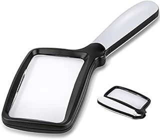 Folding Handheld Magnifying Glass with Light, 3X Large Rectangle Reading Magnifier with Dimmable